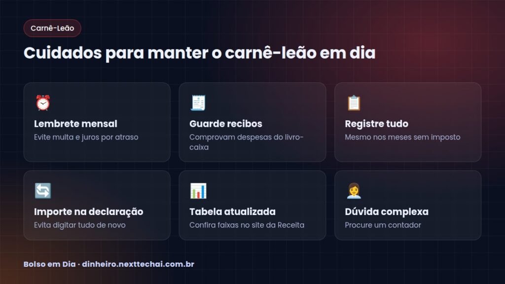 Cuidados para manter o carnê-leão em dia