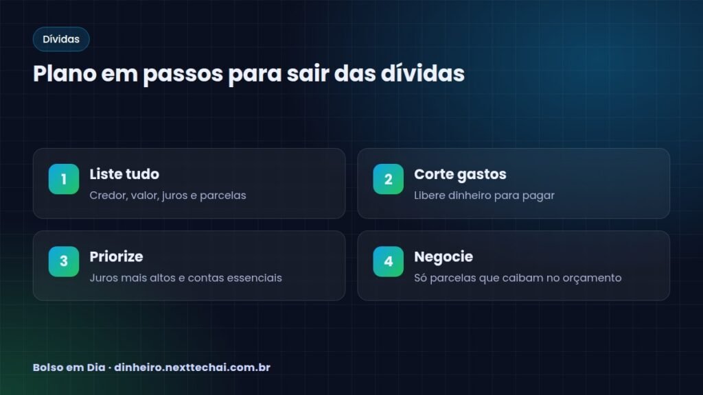 Plano em passos para sair das dívidas