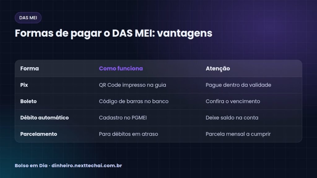 Formas de pagar o DAS MEI: vantagens