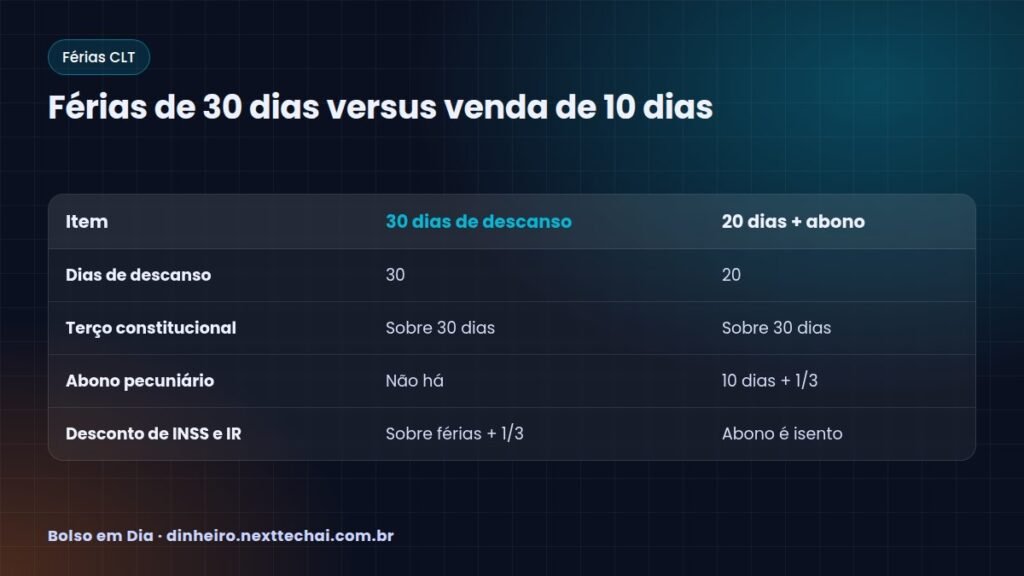 Férias de 30 dias versus venda de 10 dias