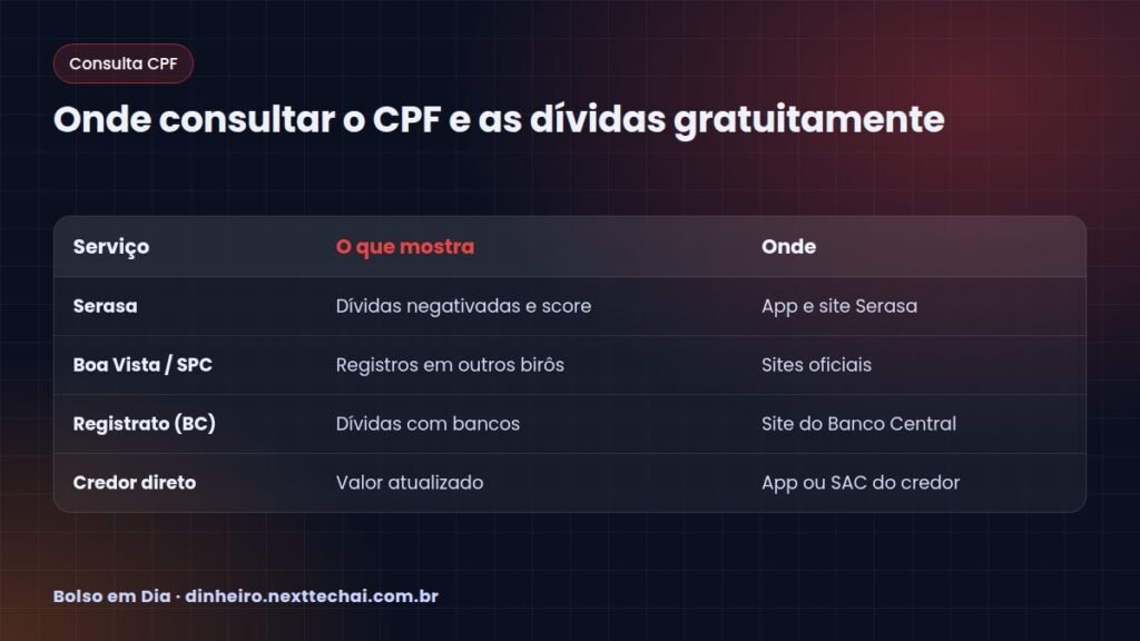 Onde consultar o CPF e as dívidas gratuitamente
