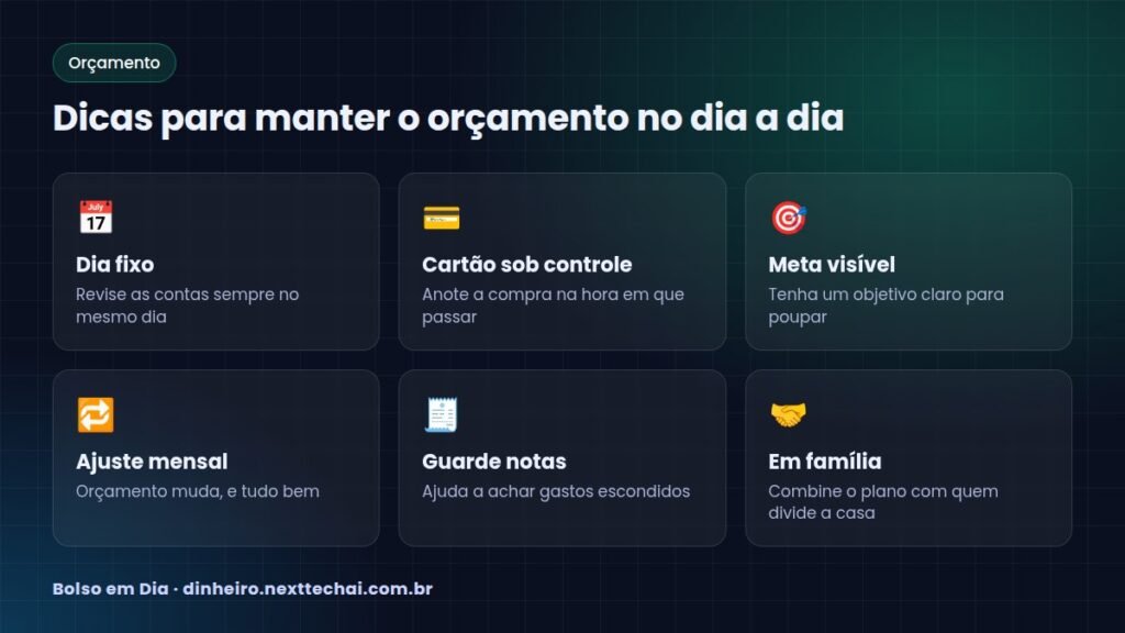 Dicas para manter o orçamento no dia a dia