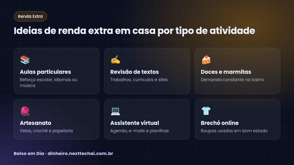 Ideias de renda extra em casa por tipo de atividade