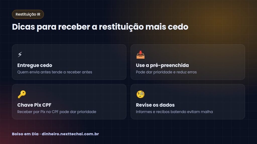 Dicas para receber a restituição mais cedo