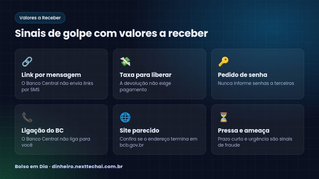 Sinais de golpe com valores a receber